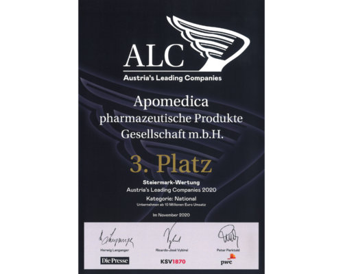 3. Platz für Apomedica bei den ALC Awards 2020
